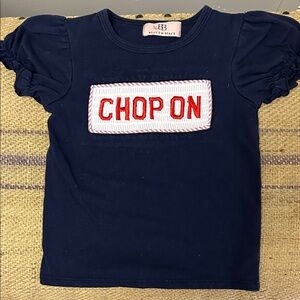 Atlanta Braves “Chop on” Girl’s Tee with Red Embroidery